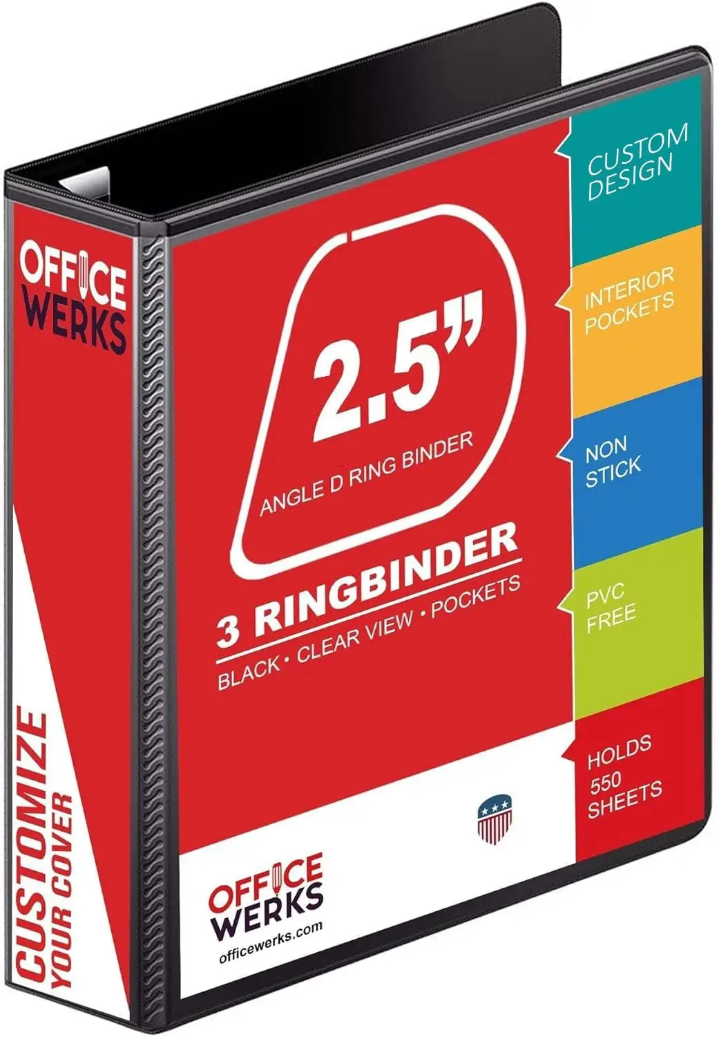 2.5" D-Ring Binder, Heavy Duty, Holds 500 Sheets, Clear View Cover with Pockets, Office School, Black
2.5" D-Ring Binder, Heavy Duty, Holds 500 Sheets, Clear View Cover with Pockets, Office School, Black