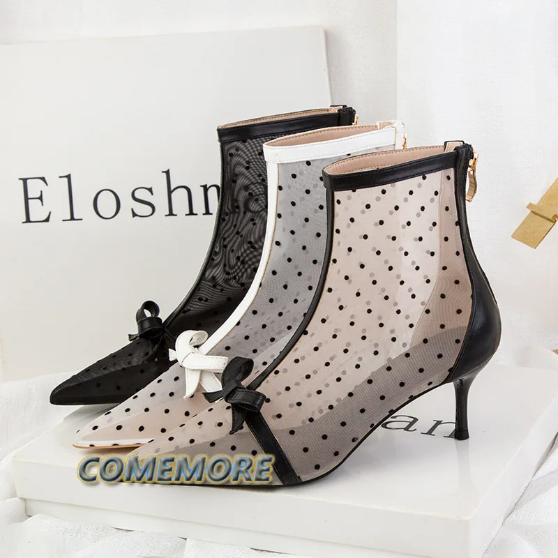 Women's Boots Elegant Ankle Boot Sexy Pointed Party Polka Dot Shoes Fashion Mesh Breathable Summer Casual Ladies Dot Hollow Bow
Women's Boots Elegant Ankle Boot Sexy Pointed Party Polka Dot Shoes Fashion Mesh Breathable Summer Casual Ladies Dot Hollow Bow