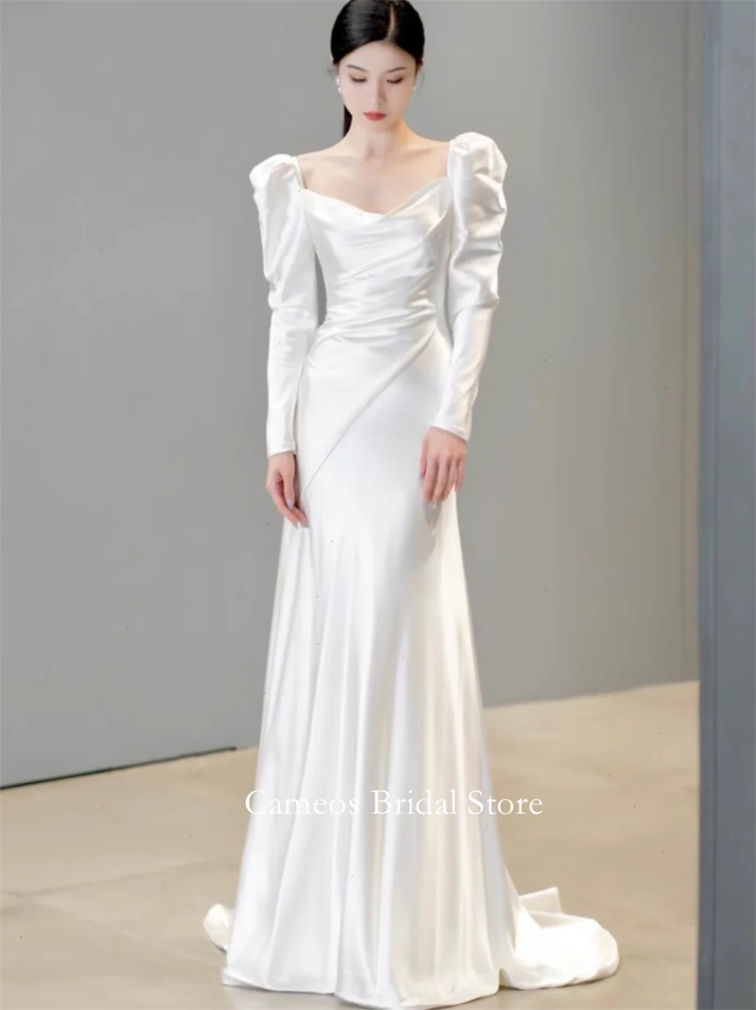 SONDR Customized Wedding Dresses Long Sleeves Ivory V-Neck Korea Satin Mermaid Simple Brides Gowns Women Bridal Dresses
SONDR Customized Wedding Dresses Long Sleeves Ivory V-Neck Korea Satin Mermaid Simple Brides Gowns Women Bridal Dresses