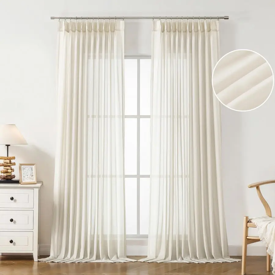 Extra Long Pinch Pleated Sheer Curtains 108 Inches Length,Egret Ivory Farmhouse Soft Drapes for Bedroom Living Room Sliding Pati
Extra Long Pinch Pleated Sheer Curtains 108 Inches Length,Egret Ivory Farmhouse Soft Drapes for Bedroom Living Room Sliding Pati