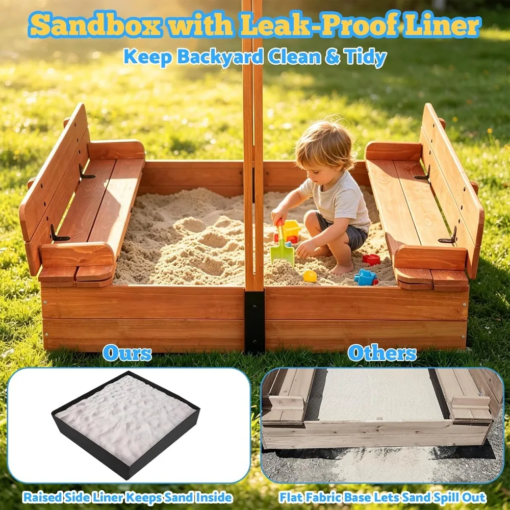 US Shipping Wooden Kids Sandbox with Lid and Canopy Outdoor Sandpit with Cover Adjustable Roof 2 Foldable Benches Bottom
US Shipping Wooden Kids Sandbox with Lid and Canopy Outdoor Sandpit with Cover Adjustable Roof 2 Foldable Benches Bottom