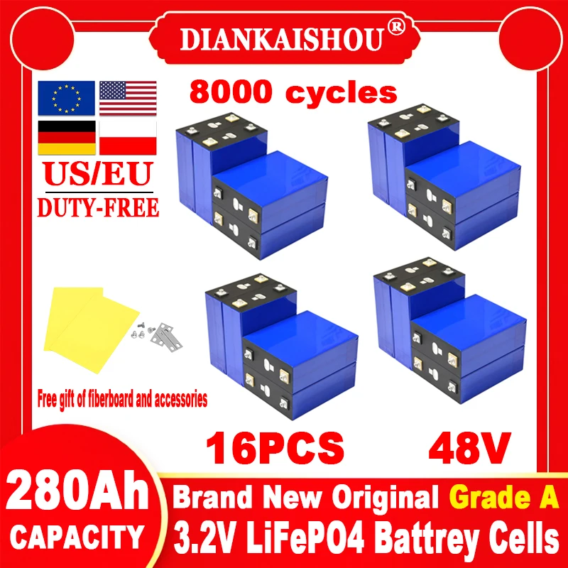 16 шт. A-уровневый 8000 циклов 3,2 В LiFePo4 аккумулятор 280 Ач DIY 12 В 24 В 48 В RV солнечная система хранения перезаряжаемые элементы ЕС/США беспошлинная торговля
16 шт. A-уровневый 8000 циклов 3,2 В LiFePo4 аккумулятор 280 Ач DIY 12 В 24 В 48 В RV солнечная система хранения перезаряжаемые элементы ЕС/США беспошлинная торговля
