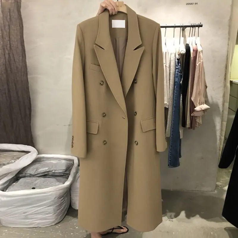 Long suit coat for women in spring and autumn, Korean loose double breasted trench coat, casual suit coat Casual Pockets
Long suit coat for women in spring and autumn, Korean loose double breasted trench coat, casual suit coat Casual Pockets