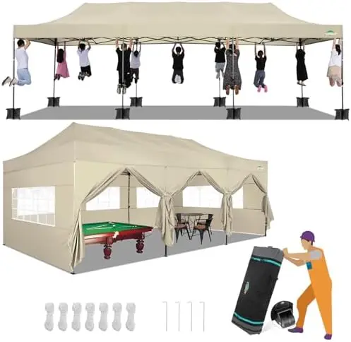 10x30 Pop up Canopy with 8 Removeable Sidewalls, Heavy Duty Party Tents for Parties, Events and Weddings, UPF 50+
10x30 Pop up Canopy with 8 Removeable Sidewalls, Heavy Duty Party Tents for Parties, Events and Weddings, UPF 50+