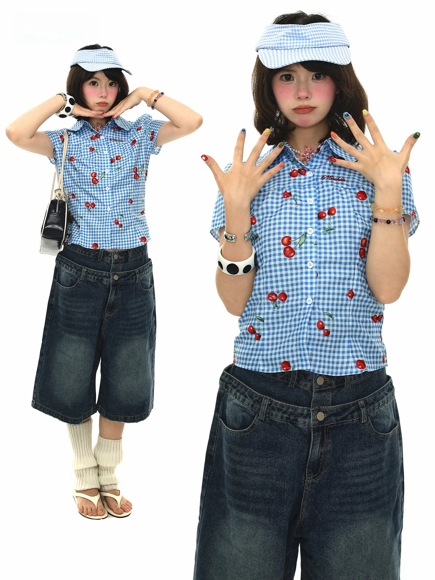 Sanowers Preppy Style Cherry Print Short Sleeve Shirt Women Summer Anti-aging Sweet Cool Slim Fit Short Length Trendy Shirt
Sanowers Preppy Style Cherry Print Short Sleeve Shirt Women Summer Anti-aging Sweet Cool Slim Fit Short Length Trendy Shirt