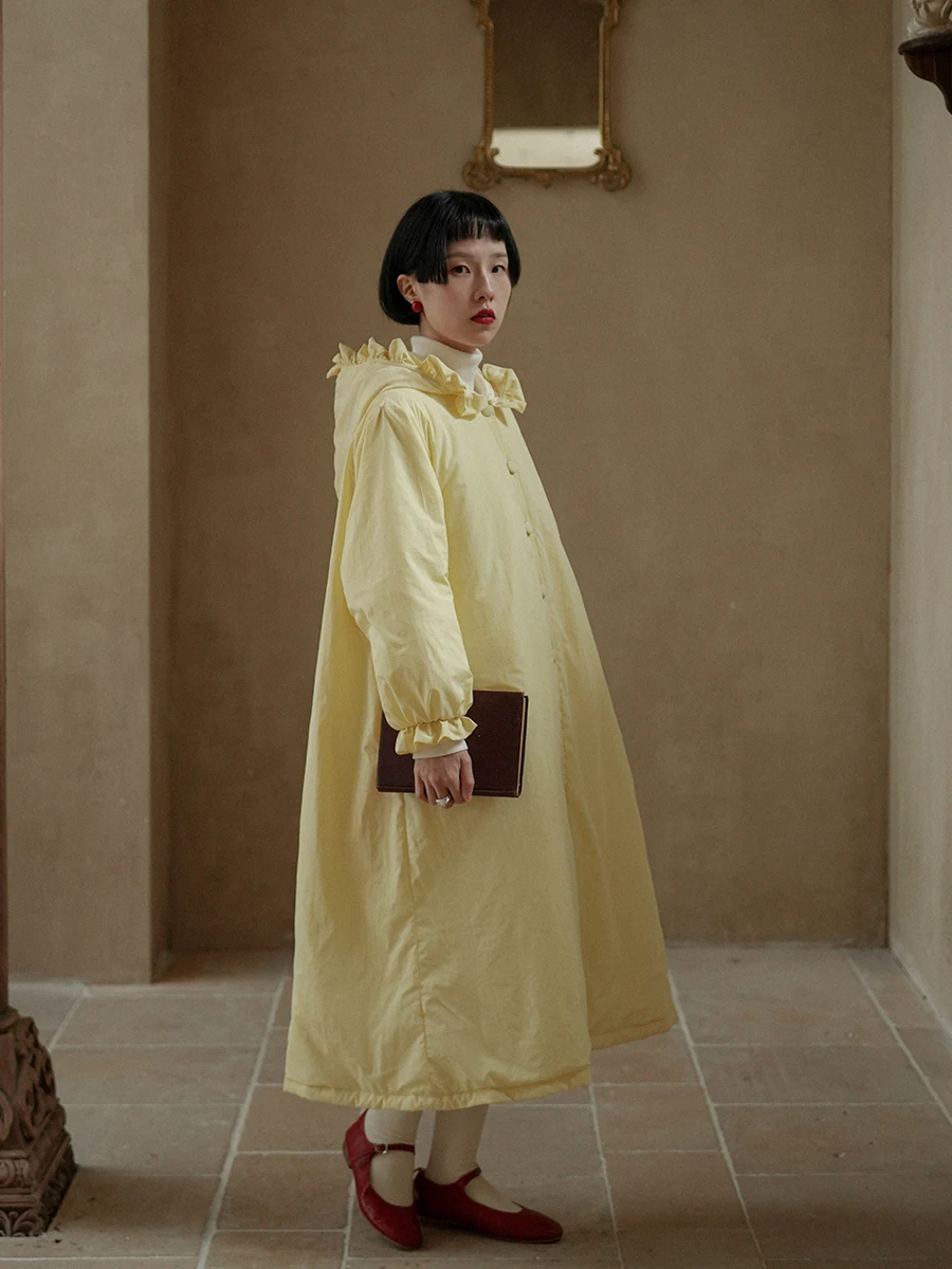 Warm Fufu Yellow Cotton Jaet Women's Loose Winter Coat Sweet Japanese Sle with Hood Long Sve Middle Length Single Button
Warm Fufu Yellow Cotton Jaet Women's Loose Winter Coat Sweet Japanese Sle with Hood Long Sve Middle Length Single Button