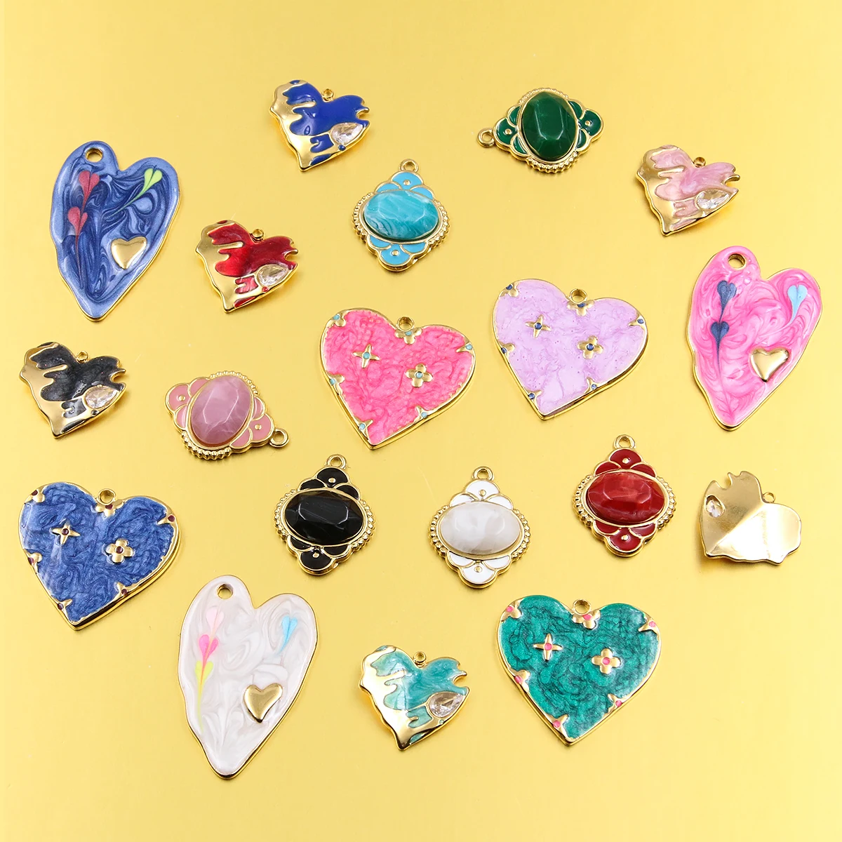 5Pcs 4 Style Multicolor Drip Oil Stainless Steel Flowing Sand Textur Heart Pendant DIY Bracelet Necklace For Jewelry Making
5Pcs 4 Style Multicolor Drip Oil Stainless Steel Flowing Sand Textur Heart Pendant DIY Bracelet Necklace For Jewelry Making
