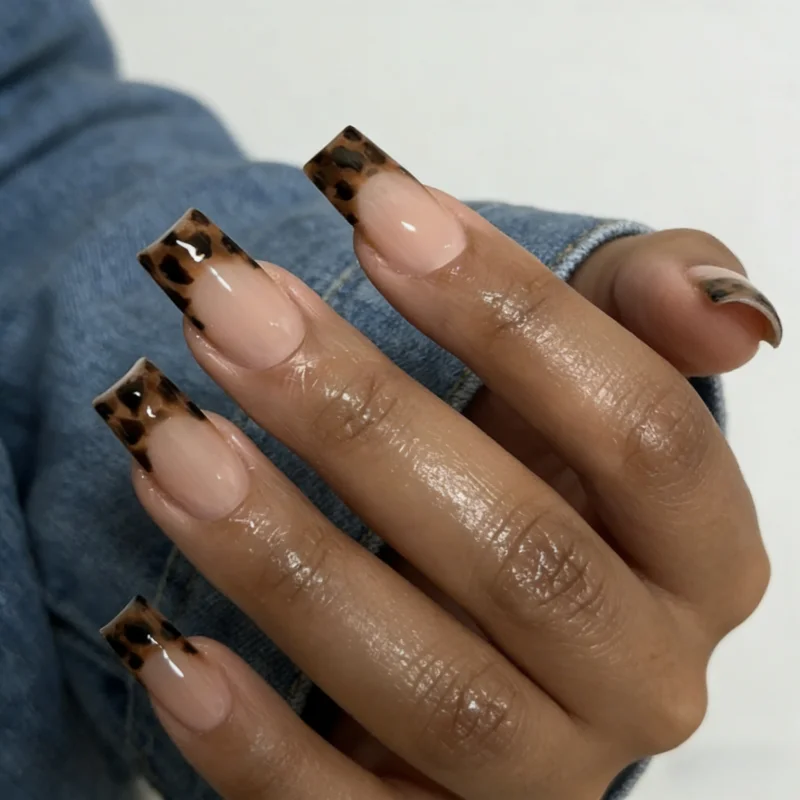24Pcs Fake Nails Leopard Print French Tips Euro-Style Square ShapeMedium Length Press-On Nail Perfect Gift for Girls and Friends
24Pcs Fake Nails Leopard Print French Tips Euro-Style Square ShapeMedium Length Press-On Nail Perfect Gift for Girls and Friends