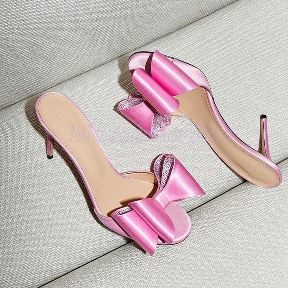 Тапочки с узлом-бабочкой и кристаллами, круглые шлепанцы с открытым носком, пикантные модные женские летние шлепанцы на шпильке, розовые однотонные, новинка 2025 г. 
Тапочки с узлом-бабочкой и кристаллами, круглые шлепанцы с открытым носком, пикантные модные женские летние шлепанцы на шпильке, розовые однотонные, новинка 2025 г.