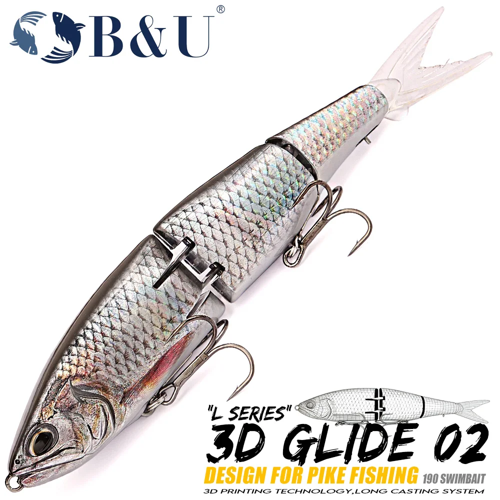 B&U Glide Swimbait 190mm Floating Multi Joint Hard Bait Pike Bass Catfish Freshwater Saltwater Fishing Lures
B&U Glide Swimbait 190mm Floating Multi Joint Hard Bait Pike Bass Catfish Freshwater Saltwater Fishing Lures