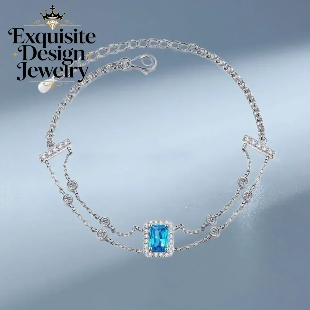 1Carat Emerald Cut Rectangle Moissanite Diamond Bracelet for Women, Temperament Platinum PT950 Double Chain Wedding Fine Jewelry
1Carat Emerald Cut Rectangle Moissanite Diamond Bracelet for Women, Temperament Platinum PT950 Double Chain Wedding Fine Jewelry