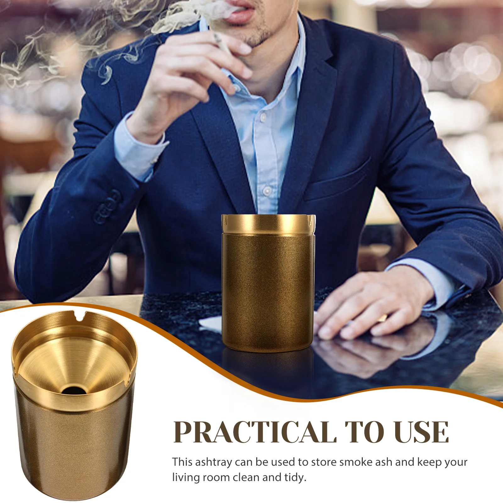 Ashtray with Lid Practical Domestic Stainless Steel Container Cover Living Room Simple Covered
Ashtray with Lid Practical Domestic Stainless Steel Container Cover Living Room Simple Covered
