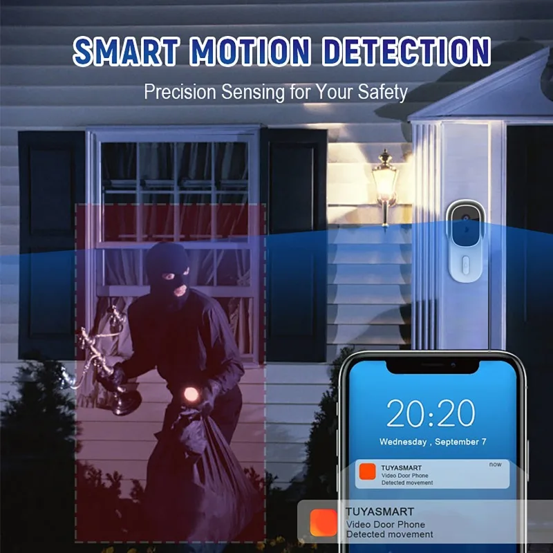 Tuya Smart Life APP WiFi Audio Video Intercom Wide View Intelligent Doorbell Wireless Remote Control Home Surveillance Bell
Tuya Smart Life APP WiFi Audio Video Intercom Wide View Intelligent Doorbell Wireless Remote Control Home Surveillance Bell