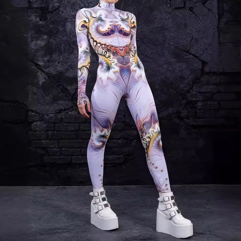 Festival Holiday Party Colorful 3D Printing Cyber Punk Rainbow Bodysuits Cosplay Costume Elastic Jumpsuit Rompers Women Zentai
Festival Holiday Party Colorful 3D Printing Cyber Punk Rainbow Bodysuits Cosplay Costume Elastic Jumpsuit Rompers Women Zentai