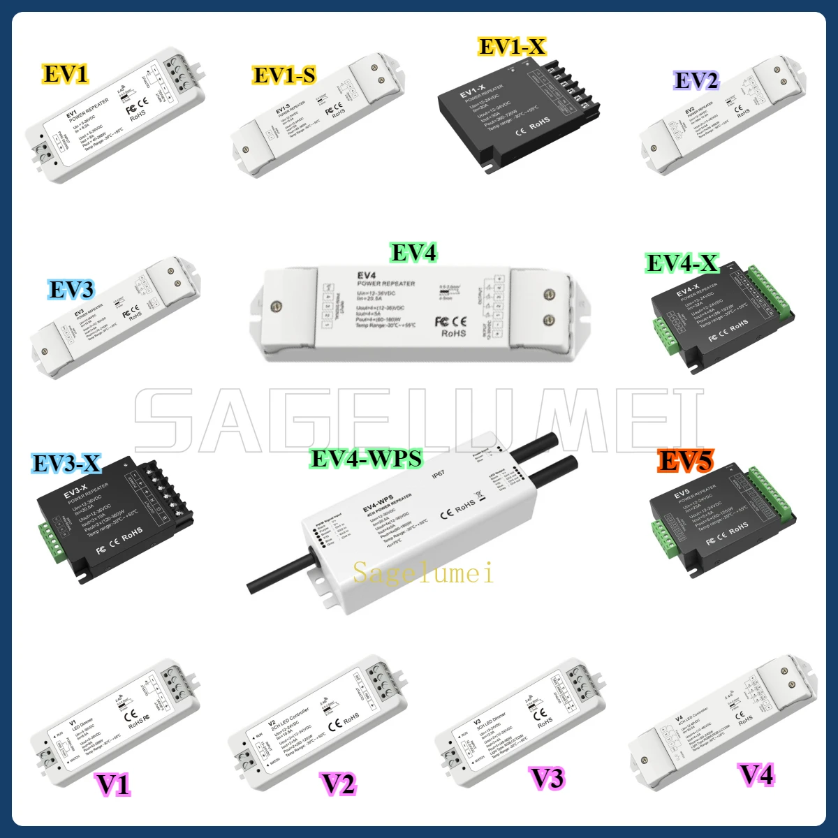 V1/2/3/4 EV1/2/3/4/5 Single Color CCT RGB RGBW RGBCCT LED Strip Controller Power Repeater 1CH 3CH 4CH 5CH PWM Dimmer 12V-24V DC
V1/2/3/4 EV1/2/3/4/5 Single Color CCT RGB RGBW RGBCCT LED Strip Controller Power Repeater 1CH 3CH 4CH 5CH PWM Dimmer 12V-24V DC