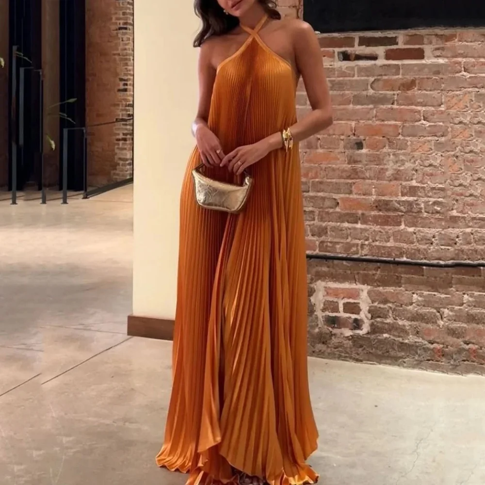 Sexy Halter Evening Dresses Boho A Line Beach Prom Dresses Pleat Backless Party Gowns Robes De Soirée فستان سهرة
Sexy Halter Evening Dresses Boho A Line Beach Prom Dresses Pleat Backless Party Gowns Robes De Soirée فستان سهرة