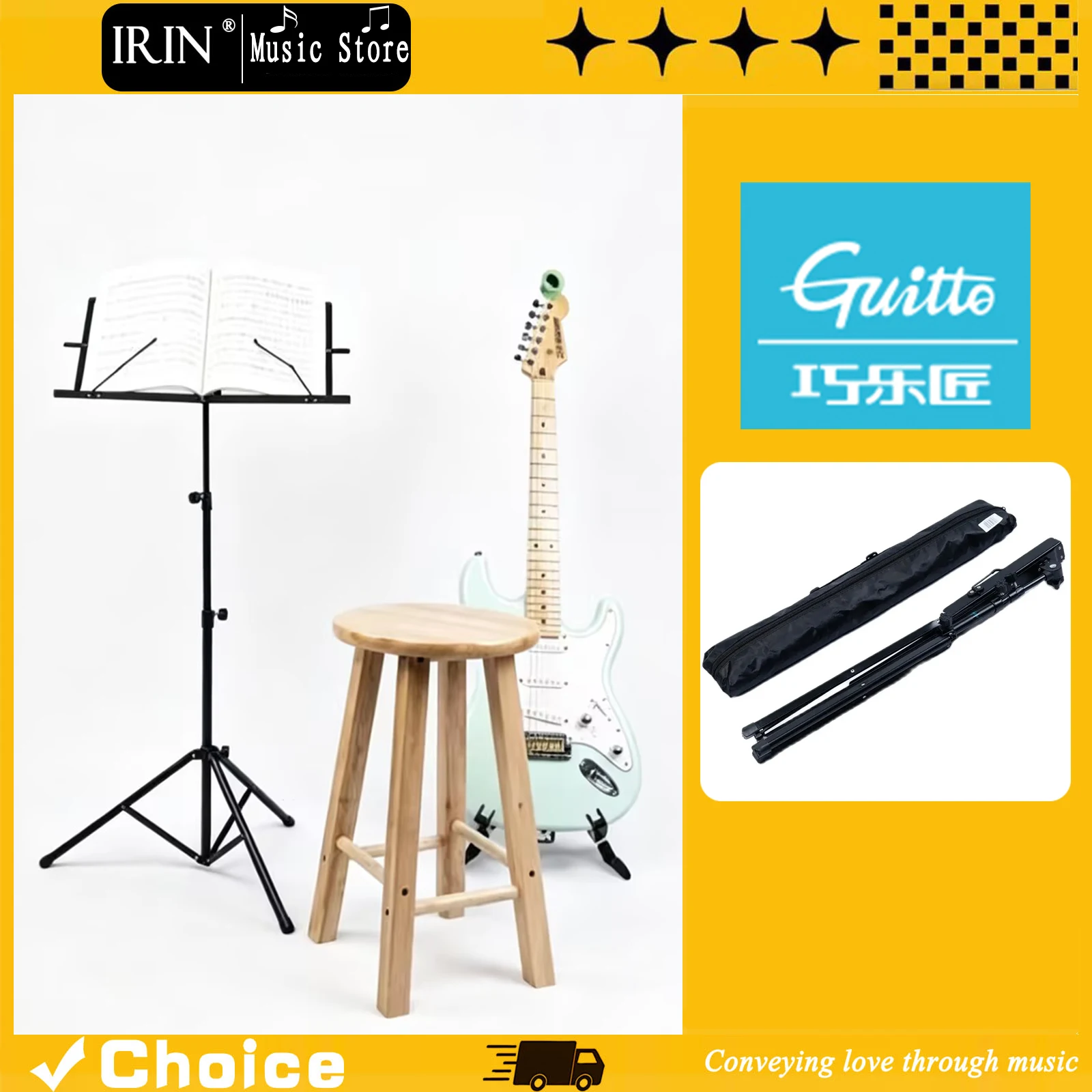 GUITTO GSS-03 Music Sheet Stand Portable Aluminum Alloy Material Tripod Music Holder Stands Height Adjustable With HandBag
GUITTO GSS-03 Music Sheet Stand Portable Aluminum Alloy Material Tripod Music Holder Stands Height Adjustable With HandBag
