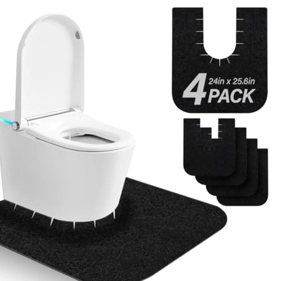 4 Pack Toilet Mats, Upgrade Toilet Floor Protector from Urine, Toilet Rugs U Shaped Washable, Toilet Mats for Bathroom, Around
4 Pack Toilet Mats, Upgrade Toilet Floor Protector from Urine, Toilet Rugs U Shaped Washable, Toilet Mats for Bathroom, Around
