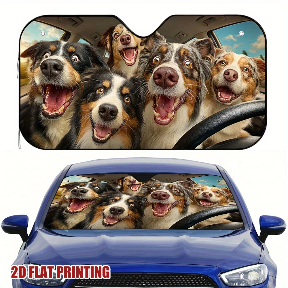 1pc Funny Aussie Dogs Car Sun Shade - 2D Flat Print Universal Car Window Shade With 5 Cheerful Australian Shepherds Design, Redu
1pc Funny Aussie Dogs Car Sun Shade - 2D Flat Print Universal Car Window Shade With 5 Cheerful Australian Shepherds Design, Redu