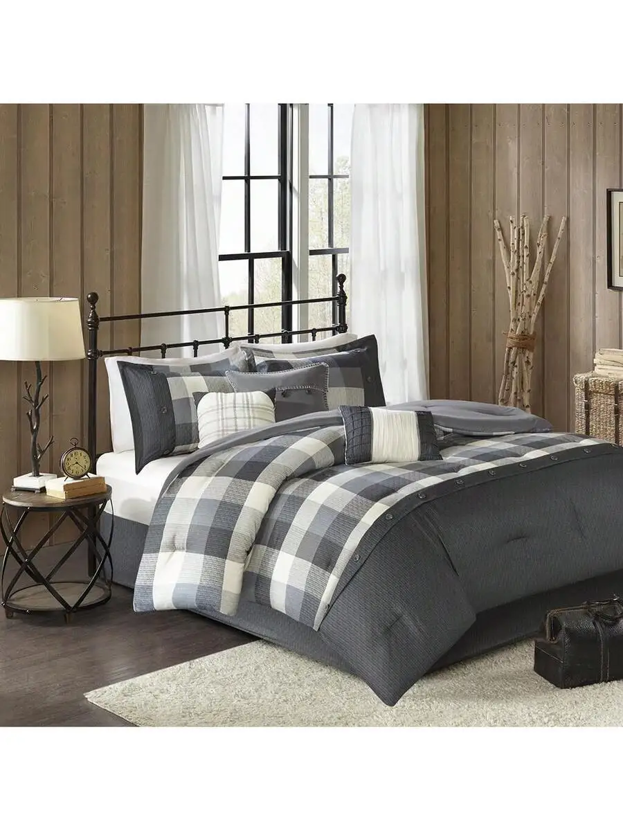 7 Piece Cabin Lodge Plaid Herringbone Comforter Set All Season Down Alternative Bedding With Bed Skirt Shams Decorative Pillows
7 Piece Cabin Lodge Plaid Herringbone Comforter Set All Season Down Alternative Bedding With Bed Skirt Shams Decorative Pillows