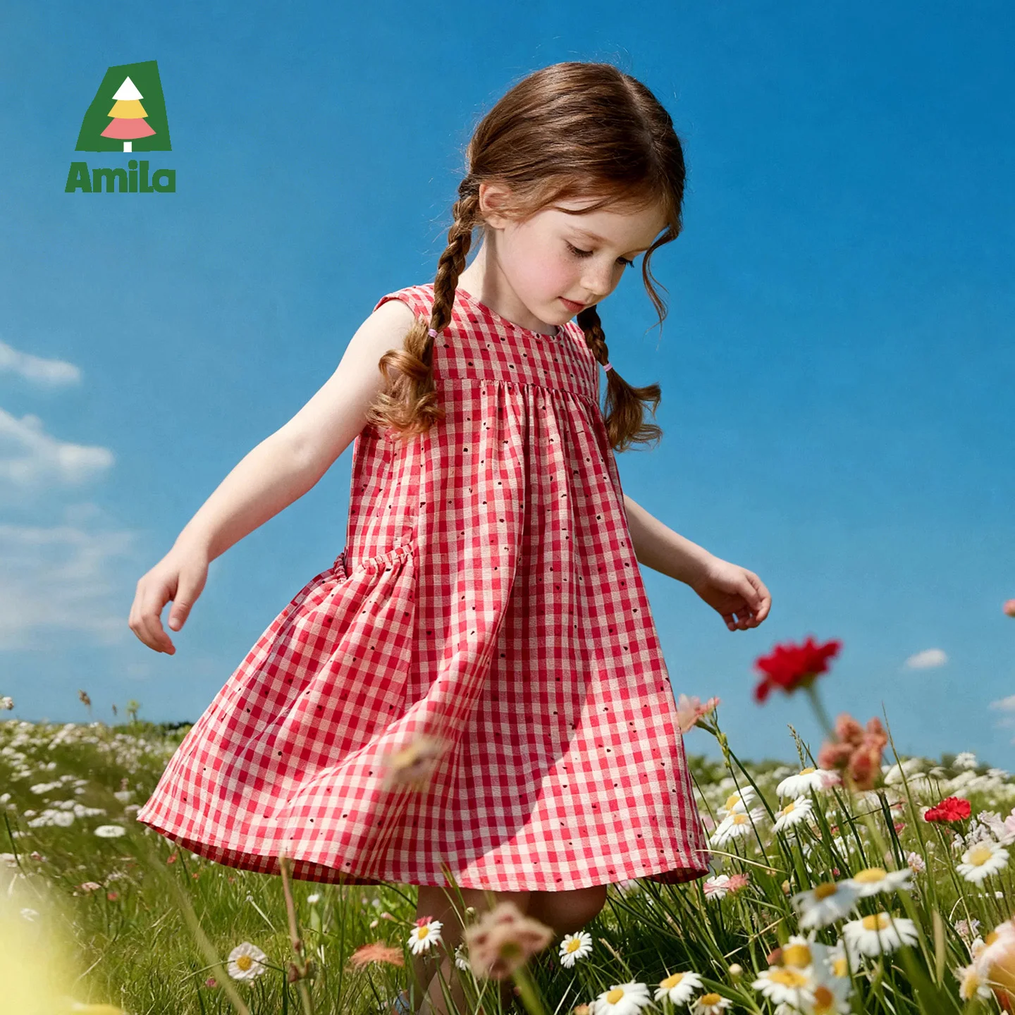 Amila 2026 Summer New Girls' Dress, Pastoral Style, Polka Dot With Heart Pattern, Gentle And Cute, Sweet Vest Dress
Amila 2026 Summer New Girls' Dress, Pastoral Style, Polka Dot With Heart Pattern, Gentle And Cute, Sweet Vest Dress