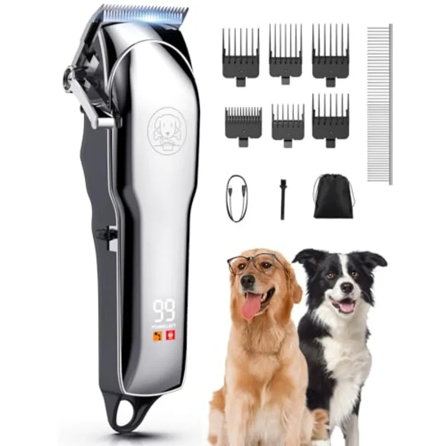 Cordless Dog Clippers for Thick Hair Coats Ceramic Blade Pet Grooming Kit with LED Display Low Noise Shaver for Dogs Cats Black
Cordless Dog Clippers for Thick Hair Coats Ceramic Blade Pet Grooming Kit with LED Display Low Noise Shaver for Dogs Cats Black
