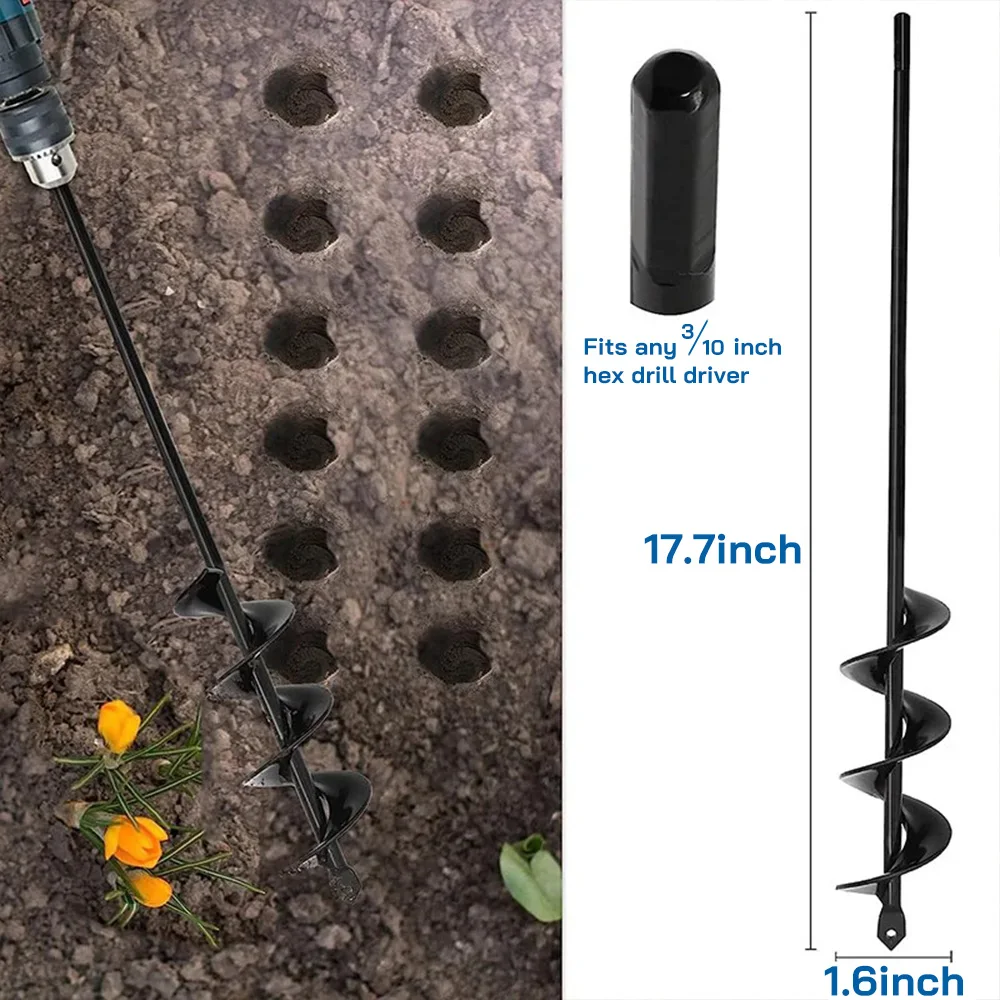 Planting Hole Digger Tool for Gardening, Earth Drilling & Soil Loosening – Garden Auger Spiral Drill Bit LA-AA379
Planting Hole Digger Tool for Gardening, Earth Drilling & Soil Loosening – Garden Auger Spiral Drill Bit LA-AA379