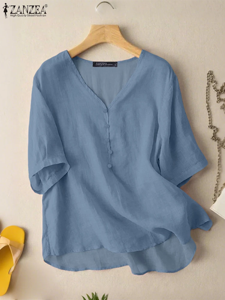 2025 Summer Blouses ZANZEA Women Casual V Neck Short Sleeve Shirt High Low Blusas Elegant Solid Work OL Tunic Tops Loose Chemise
2025 Summer Blouses ZANZEA Women Casual V Neck Short Sleeve Shirt High Low Blusas Elegant Solid Work OL Tunic Tops Loose Chemise