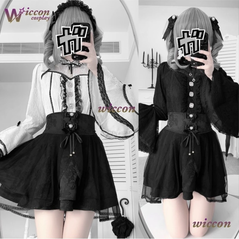 NinoNiko Japanese Subculture Girl Women's Rhinestone Buckle Lolita Lace Ji Sleeve Shirt High Waist Skirt 2-Piece Set Slim Skirt
NinoNiko Japanese Subculture Girl Women's Rhinestone Buckle Lolita Lace Ji Sleeve Shirt High Waist Skirt 2-Piece Set Slim Skirt
