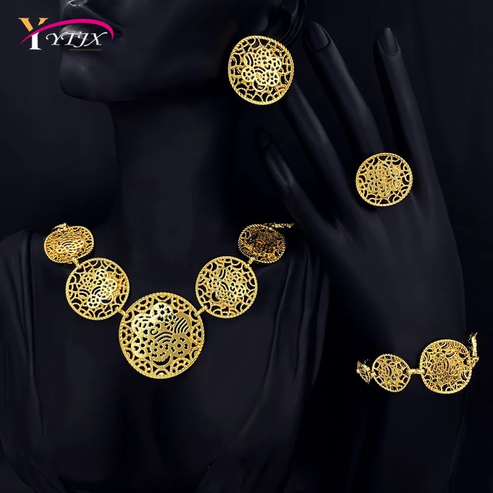 YTJX 2025 New Jewelry Set Dubai Gold Color Necklace Bracelet Set Big Round Stud Earring Ring For Women Wedding Jewellery Gifts
YTJX 2025 New Jewelry Set Dubai Gold Color Necklace Bracelet Set Big Round Stud Earring Ring For Women Wedding Jewellery Gifts