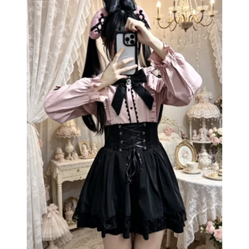 Japanese 2026 Summer Commuter French Lace Bow Lapel Pleated Shirt Top Female High Waist Straps A Line Skirts Lolita Sets Women
Japanese 2026 Summer Commuter French Lace Bow Lapel Pleated Shirt Top Female High Waist Straps A Line Skirts Lolita Sets Women