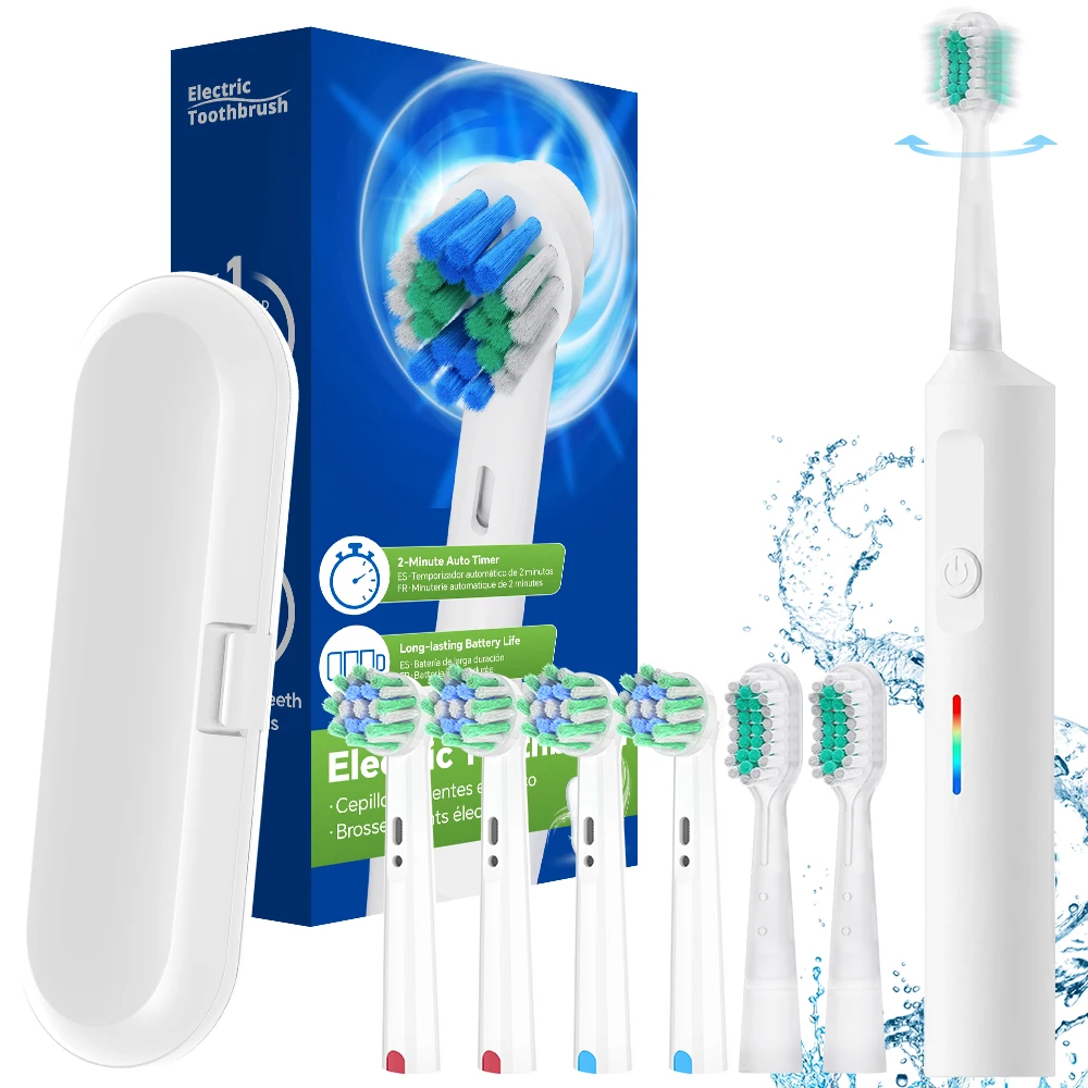 Rechargeable 2-in-1 Electric Toothbrush with Dual-Mode Heads - 4 Rotating Heads and 2 Sonic Oscillating Heads for Deep Cleaning
Rechargeable 2-in-1 Electric Toothbrush with Dual-Mode Heads - 4 Rotating Heads and 2 Sonic Oscillating Heads for Deep Cleaning