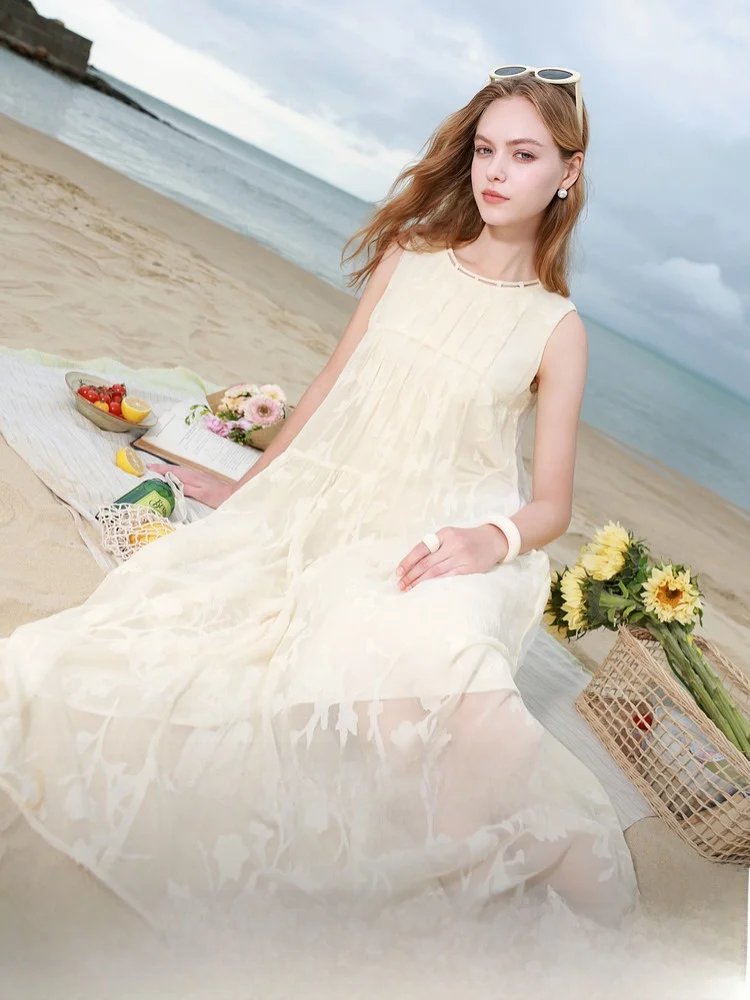 Summer New Tee-Color Floral Cutout Long Dr round Ne Svel Vest Loose A-Line Skirt Commute Sle Polyester Fiber
Summer New Tee-Color Floral Cutout Long Dr round Ne Svel Vest Loose A-Line Skirt Commute Sle Polyester Fiber