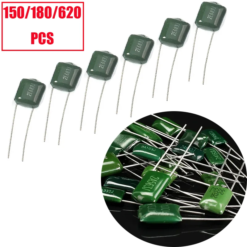 150/180/620PCS Polyester Film Capacitor Kit 100V 1nF-100nF 2A102J-2A473J for Electronics Components DIY Assorted Kit
150/180/620PCS Polyester Film Capacitor Kit 100V 1nF-100nF 2A102J-2A473J for Electronics Components DIY Assorted Kit