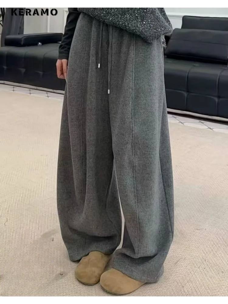 2025 зимние повседневные однотонные широкие брюки с высокой талией и завязками, зимние женские модные теплые свободные брюки полной длины
2025 зимние повседневные однотонные широкие брюки с высокой талией и завязками, зимние женские модные теплые свободные брюки полной длины