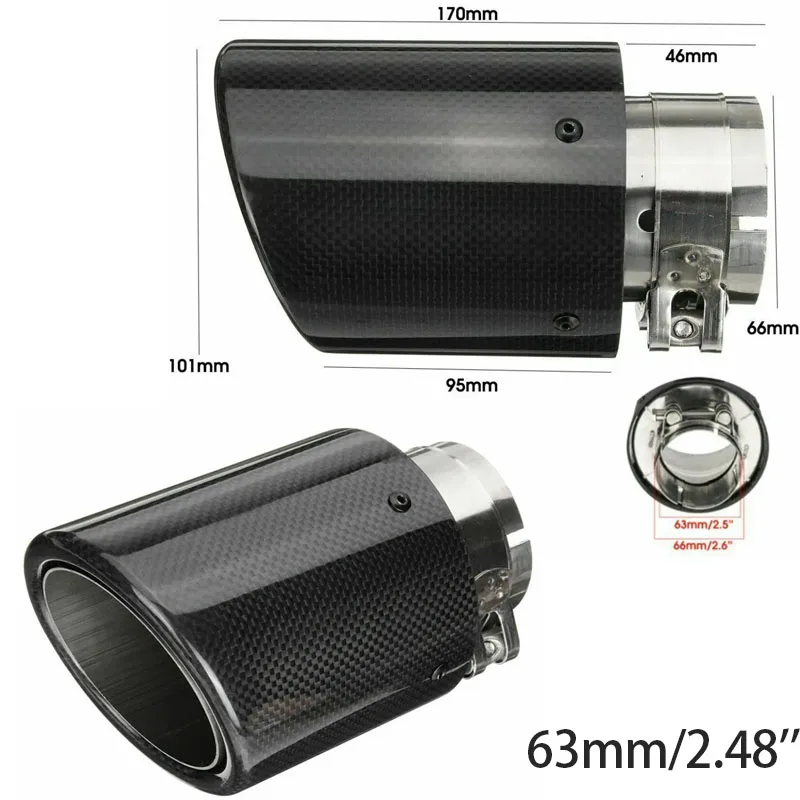 63mm/2.48'' Carbon Fiber Universal Car Exhaust Tailpipe Muffler Tube Stainless Steel Slip On Black Style Accessories
63mm/2.48'' Carbon Fiber Universal Car Exhaust Tailpipe Muffler Tube Stainless Steel Slip On Black Style Accessories