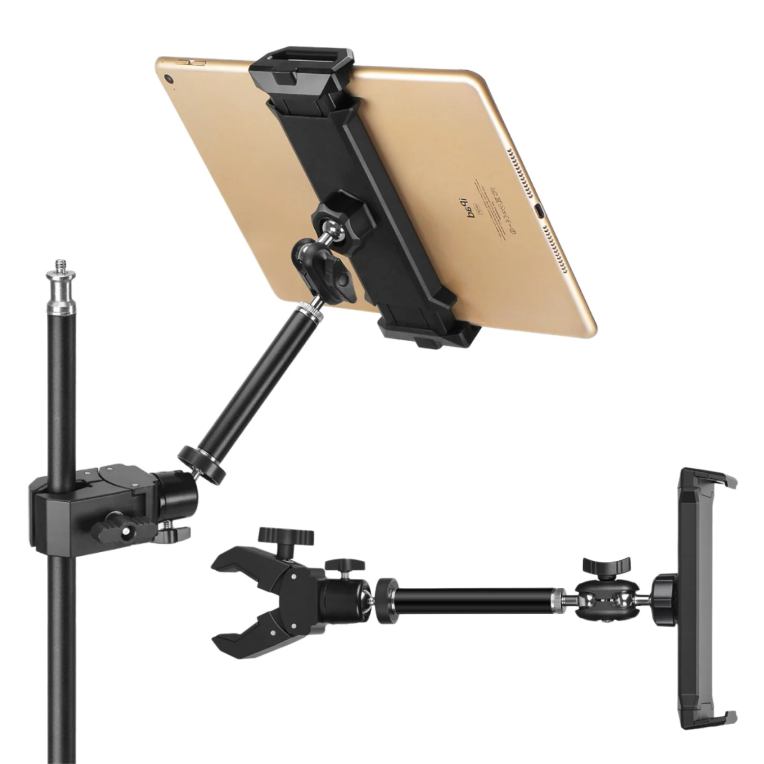 360° Swivel Tablet Phone Holder Mount Clamp for Bed Treadmill Wheelchair Stroller Golf Cart Poles Fits 5"-13" Phones & Tablets
360° Swivel Tablet Phone Holder Mount Clamp for Bed Treadmill Wheelchair Stroller Golf Cart Poles Fits 5"-13" Phones & Tablets