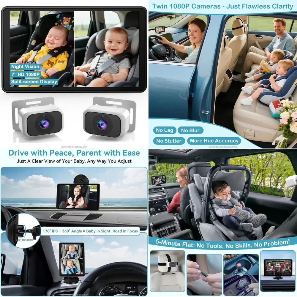 7-Inch HD 1080P Baby Car Rear-Facing Camera with Night Vision Adjustable Viewing Angle Anti-Glare Display for Safety
7-Inch HD 1080P Baby Car Rear-Facing Camera with Night Vision Adjustable Viewing Angle Anti-Glare Display for Safety