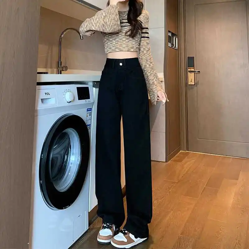 High Waist Black Wide Leg Jeans Women's Slim Straight Loose Drapey Floor-Length Trousers Autumn New Arrival Cotton Stretch Denim
High Waist Black Wide Leg Jeans Women's Slim Straight Loose Drapey Floor-Length Trousers Autumn New Arrival Cotton Stretch Denim