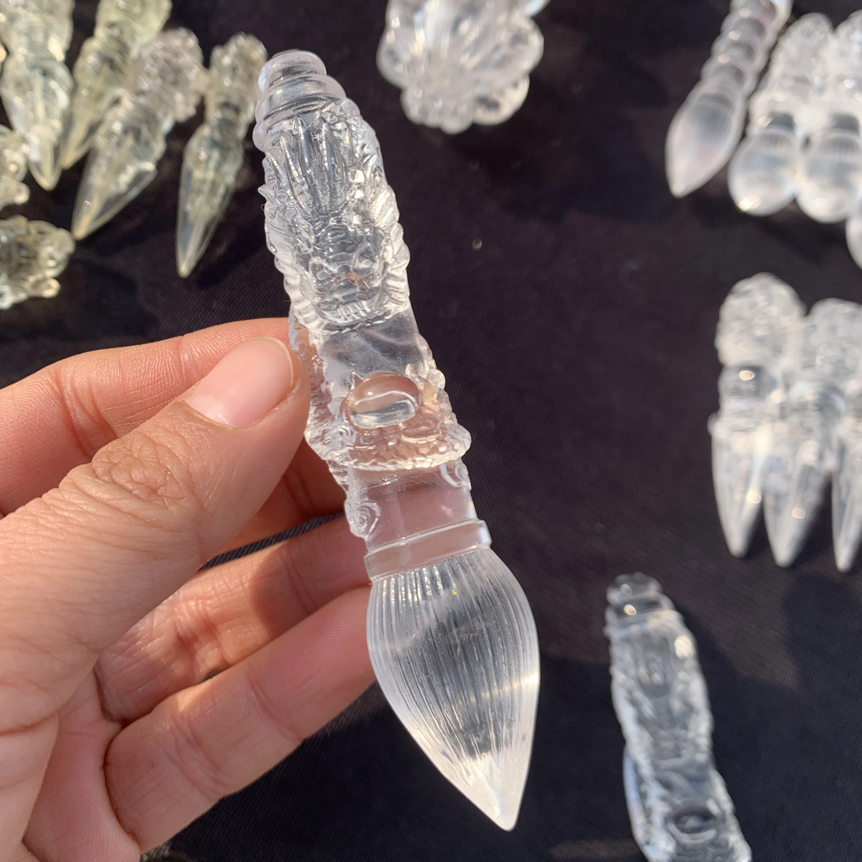 Natural Clear quartz crystal carved writing brush sculpture collection 1pc
Natural Clear quartz crystal carved writing brush sculpture collection 1pc