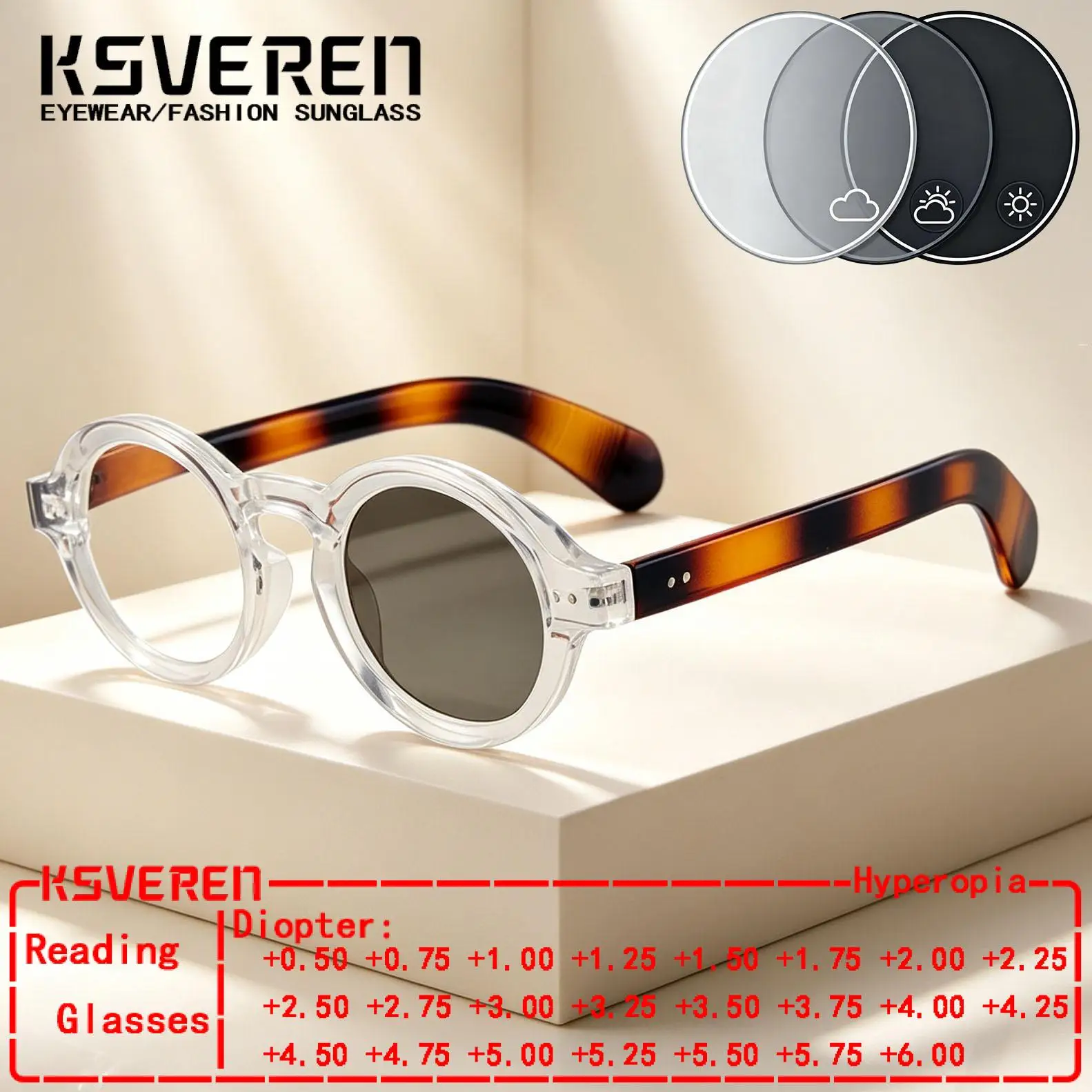 Circular Photochromic Finished Reading Glasses Men Women Fashion Single Focus Discolour Prescription Presbyopic Eyewear Readers
Circular Photochromic Finished Reading Glasses Men Women Fashion Single Focus Discolour Prescription Presbyopic Eyewear Readers