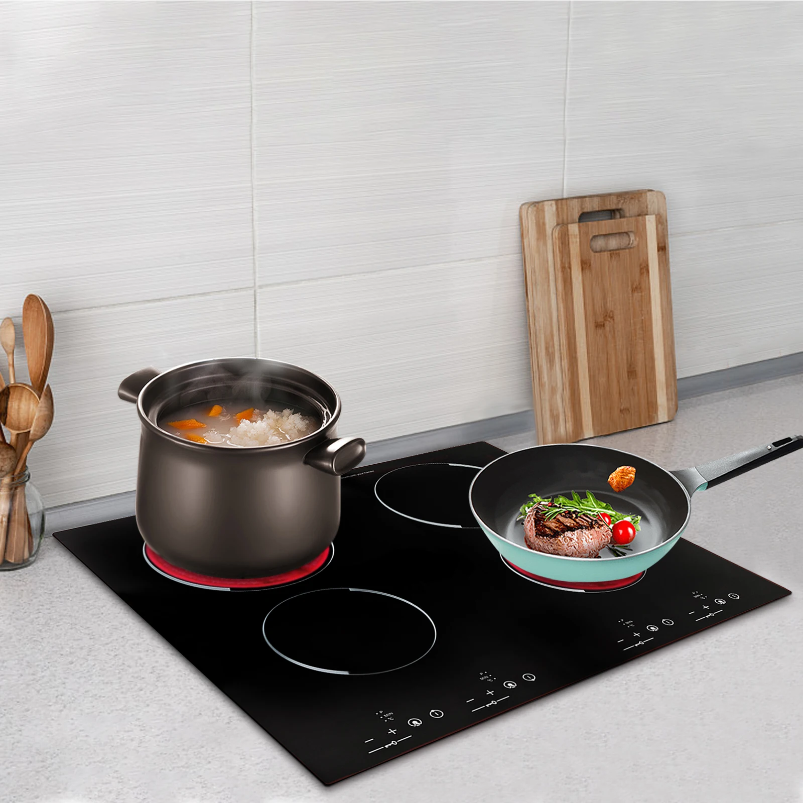 3000W 4 Burners Electric Ceramic Cooktop with Cooling Holes & Fans and Lock Button for Ceramic Pots, Aluminum Pots, Teapots
3000W 4 Burners Electric Ceramic Cooktop with Cooling Holes & Fans and Lock Button for Ceramic Pots, Aluminum Pots, Teapots