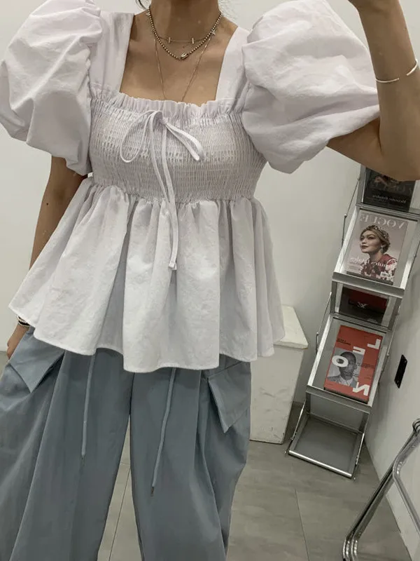 Fashionable Korean Style Women's Shirt Summer 2026 New Loose Elastic Waist Short Sleeve Square Collar Bubble Sleeve Meat Cove...
Fashionable Korean Style Women's Shirt Summer 2026 New Loose Elastic Waist Short Sleeve Square Collar Bubble Sleeve Meat Cove...