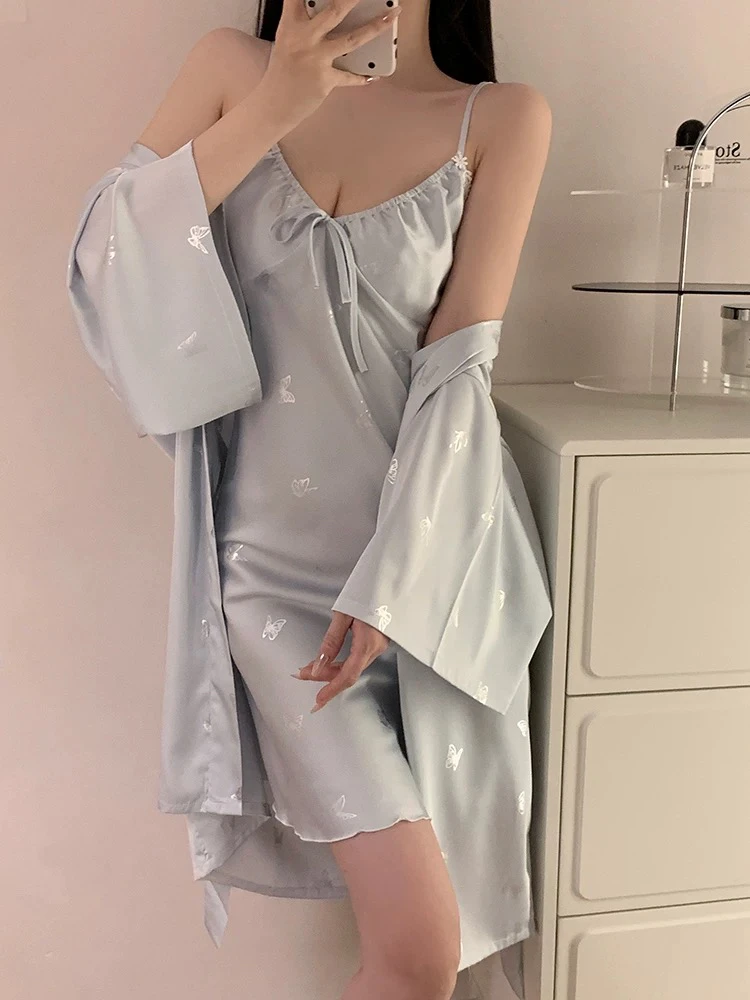 Blue Sexy Strap Sp Dr Women's Sle Summer Ice Silk Cool Feeling Spwear High-End Pure Desire Robe Two-Piec...
Blue Sexy Strap Sp Dr Women's Sle Summer Ice Silk Cool Feeling Spwear High-End Pure Desire Robe Two-Piec...