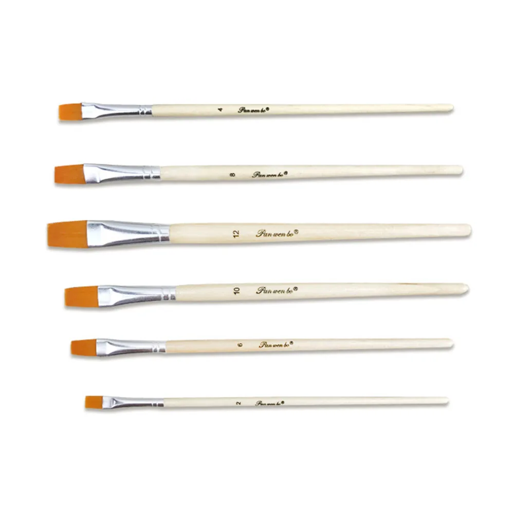 6 pcs Nylon Paint Brushes Set Wood Handle Aluminum Ferrule Flat Tip For Watercolor Painting Drawing Art Supplies Face Painting
6 pcs Nylon Paint Brushes Set Wood Handle Aluminum Ferrule Flat Tip For Watercolor Painting Drawing Art Supplies Face Painting