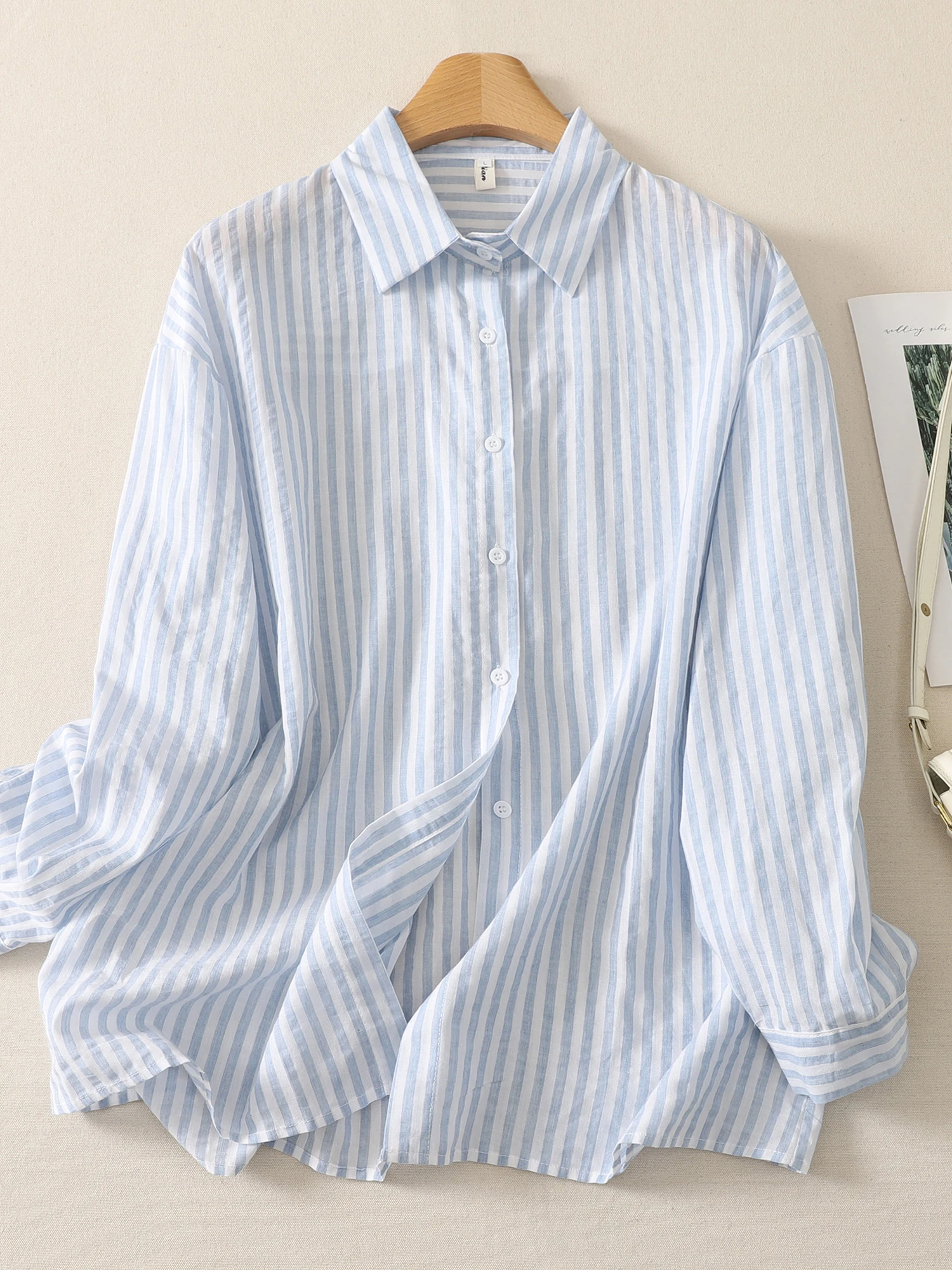 High-End Striped Women's Shirt Loose Fit Long Sleeve Outerwear Casual Style Sun Protection Lazy Fashion Big Size Shirt
High-End Striped Women's Shirt Loose Fit Long Sleeve Outerwear Casual Style Sun Protection Lazy Fashion Big Size Shirt