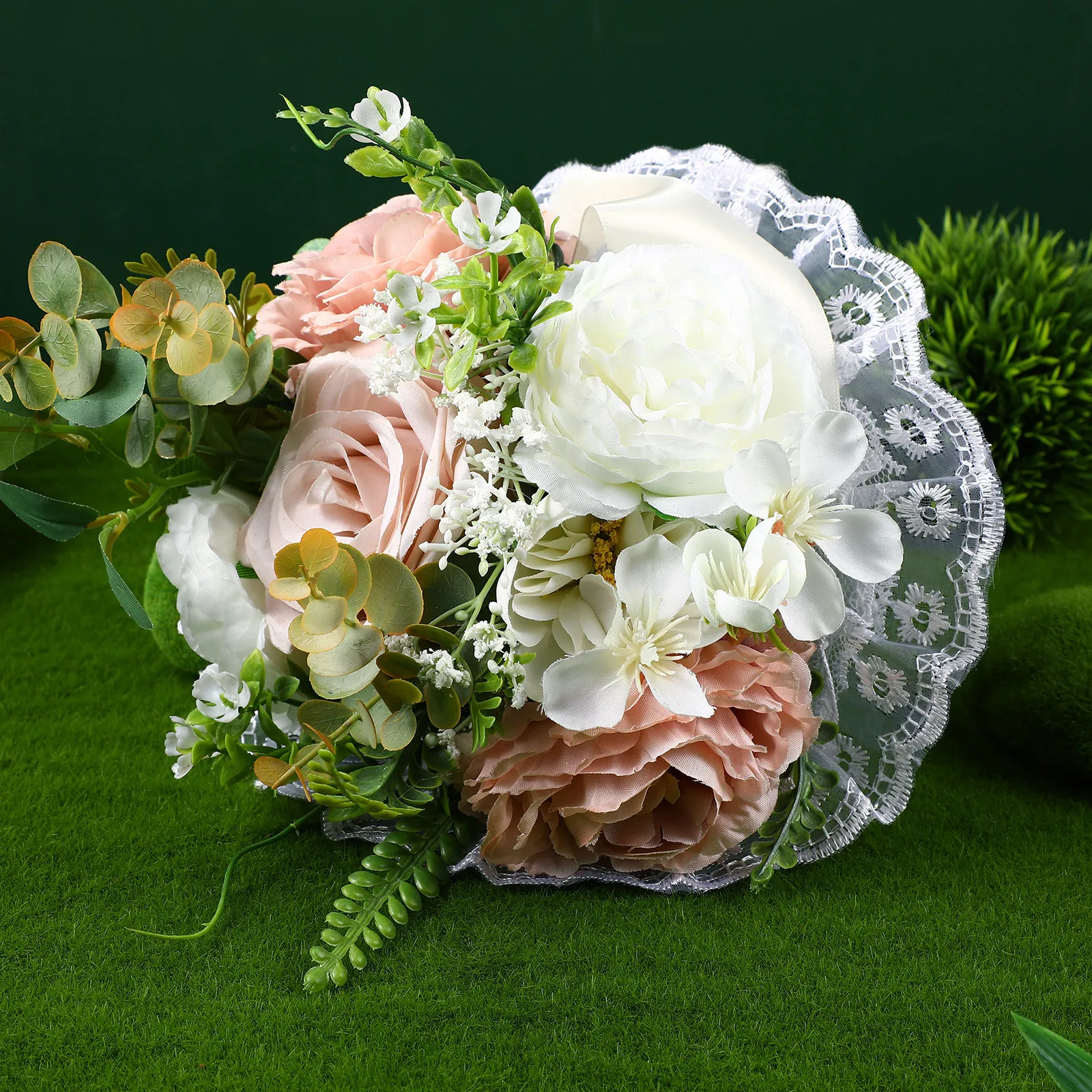 Bachelorette Hemisphere Lace Flower Holder White Artificial Flowers Bouquet Handle Shape for Wedding Accessories
Bachelorette Hemisphere Lace Flower Holder White Artificial Flowers Bouquet Handle Shape for Wedding Accessories