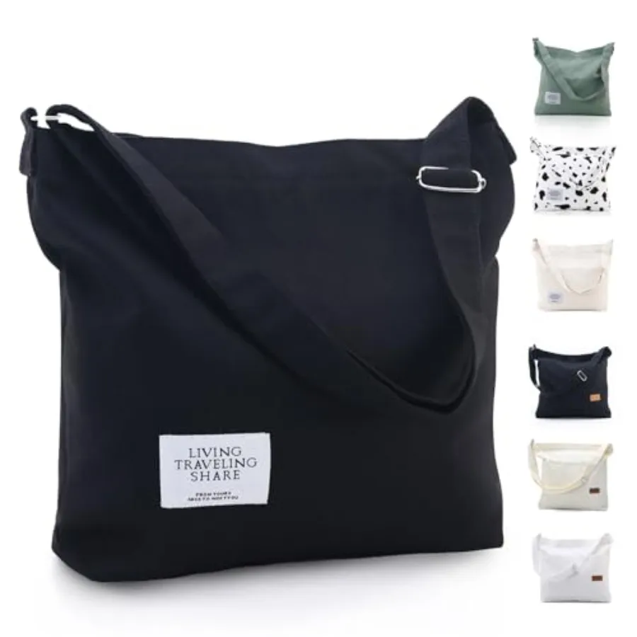 COOLOME Canvas Tote Bag for Women - Crossbody, Shoulder, Travel and Beach Bag
COOLOME Canvas Tote Bag for Women - Crossbody, Shoulder, Travel and Beach Bag