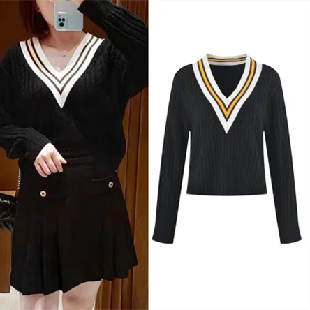 High-End Version S Home College Style Women's Knitted Long Sleeve V-Neck Sweater Twist PU02026 Color Block Knitwear
High-End Version S Home College Style Women's Knitted Long Sleeve V-Neck Sweater Twist PU02026 Color Block Knitwear