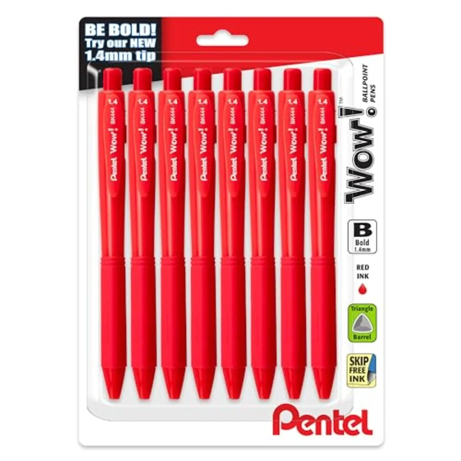 Wow! Retractable Ballpoint Pen, 1.4mm,Bold Line, Red Ink, Pack of 8 (BK444BP8B)
Wow! Retractable Ballpoint Pen, 1.4mm,Bold Line, Red Ink, Pack of 8 (BK444BP8B)